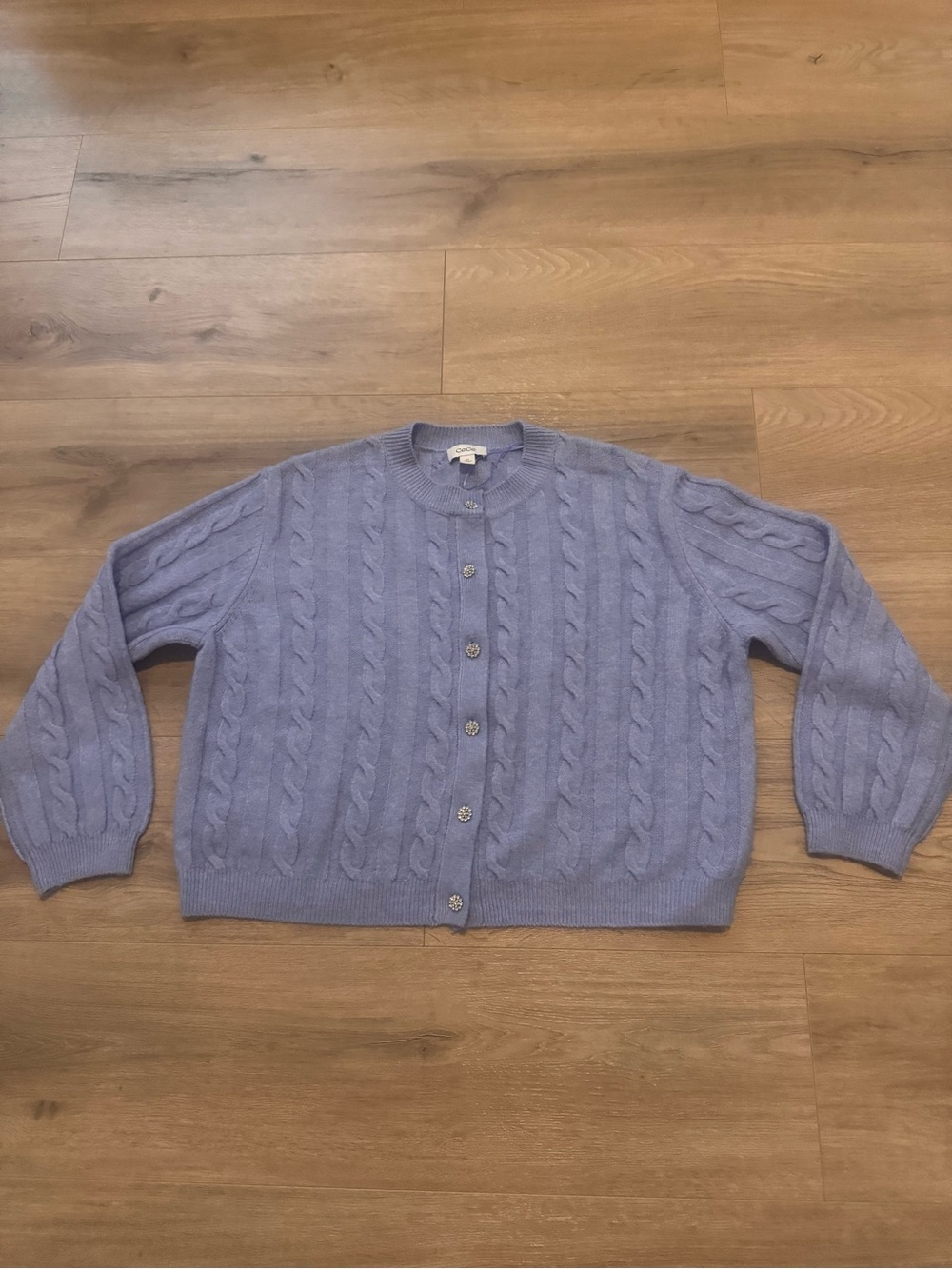 CeCe Blue Cable Knit Button-Up Cardigan